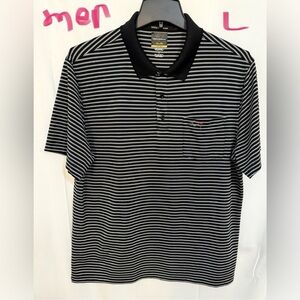 Greg Norman Collection Black and White Striped Polo Shirt